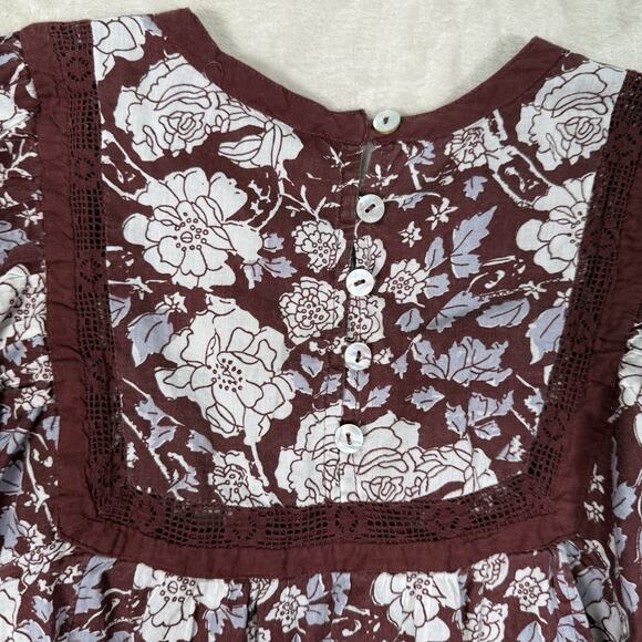 Anthropologie Cleobella Rafia Lace Blouse Women's Size XS Balloon Sleeve Cottage - Picture 7 of 10